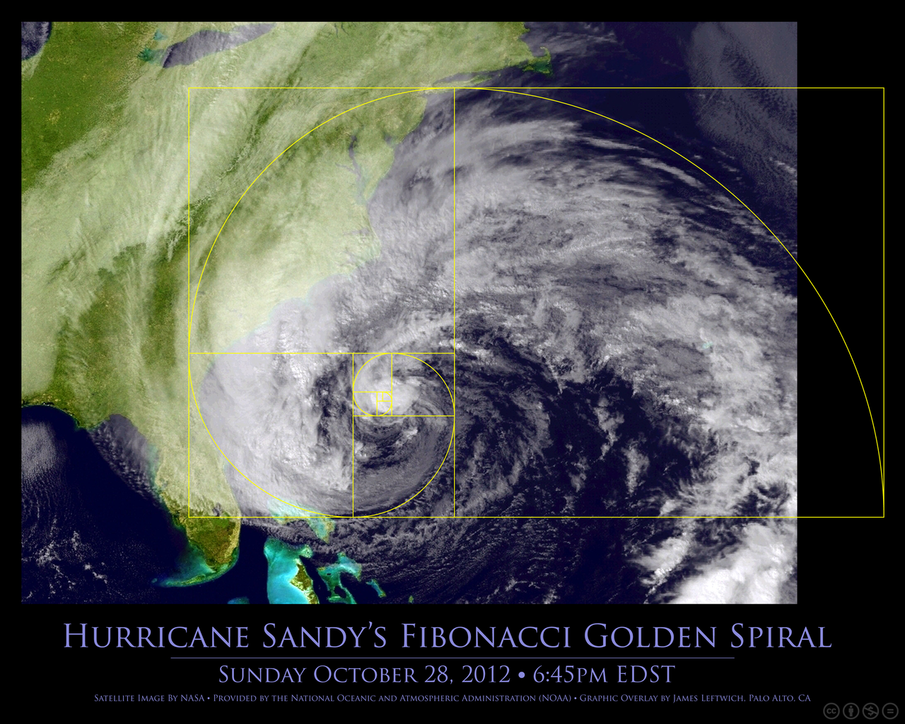 FIbonacci-spiralen finner vi også i stormer og orkaner.