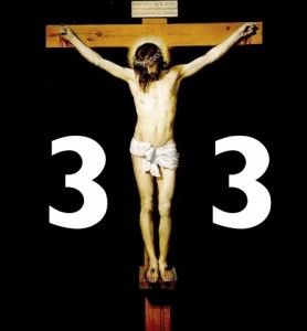 Jesus sies å ha vært 33 år da han døde i år 33 før kristus den 3. april